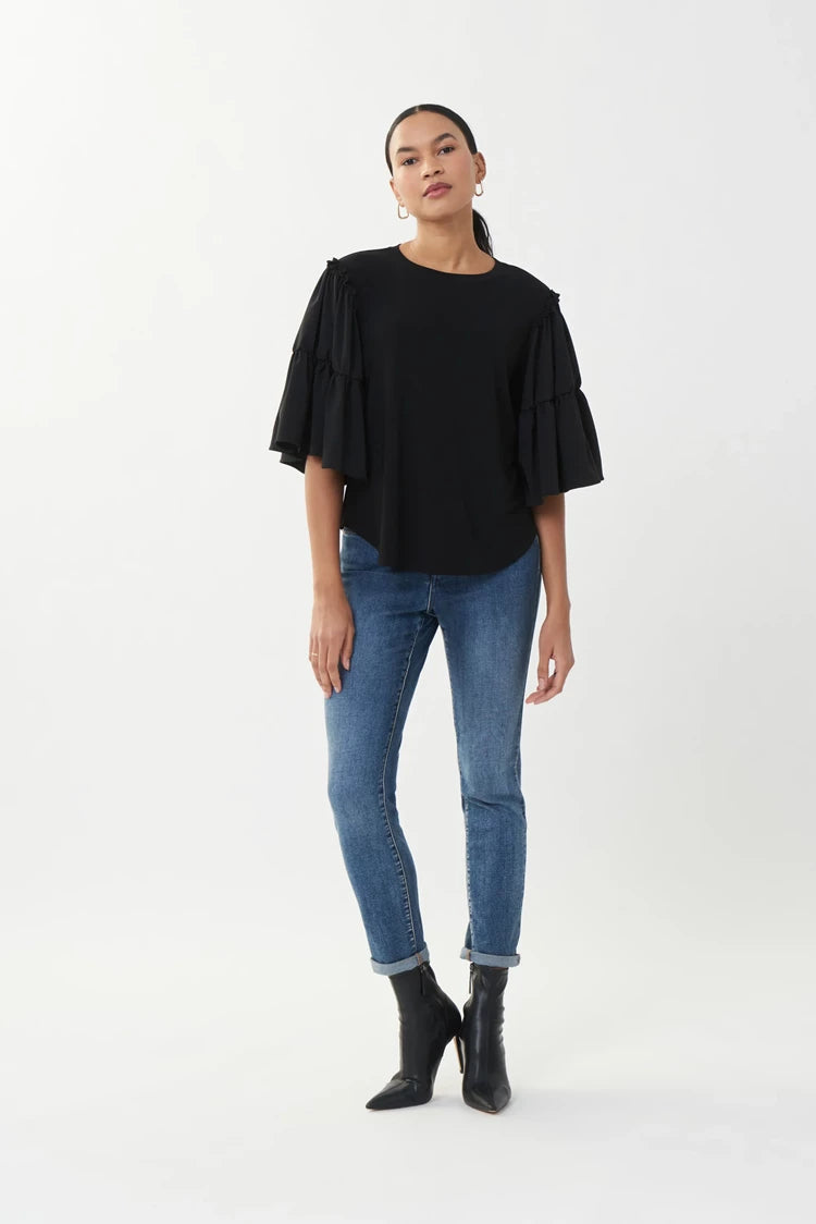 Joseph Ribkoff-Cropped Jeans With Rolled Hem