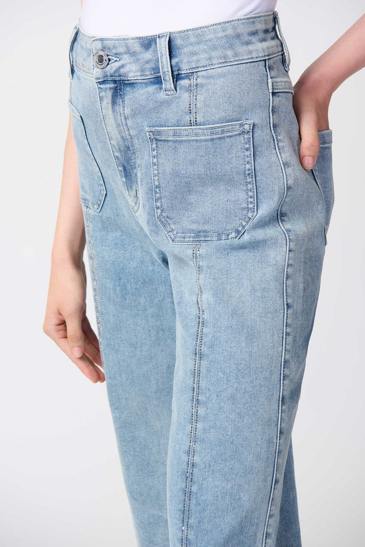 Joseph Ribkoff-Culotte Jeans With Embellished Front Seam