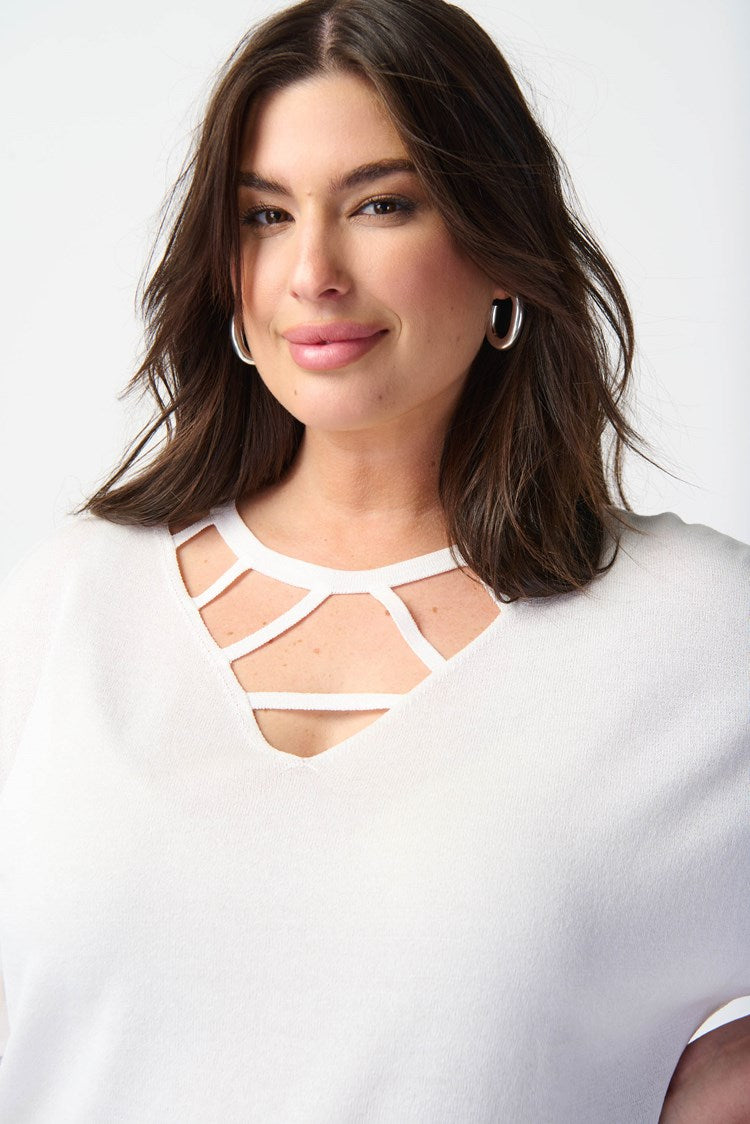 Joseph Ribkoff -Dry Yarn Sweater With Cutout Neckline