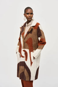 Joseph Ribkoff  - Abstract Print Feather Yarn Sweater Coat