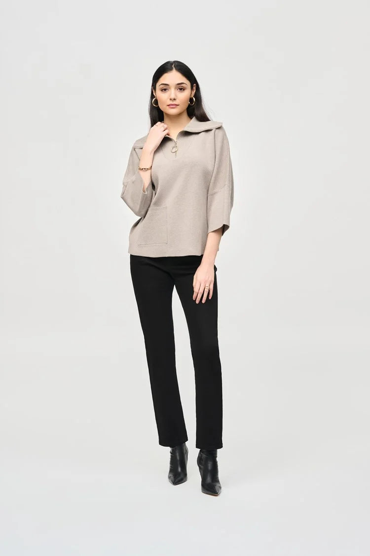 Joseph Ribkoff - Jacquard Zippered Collar Sweater