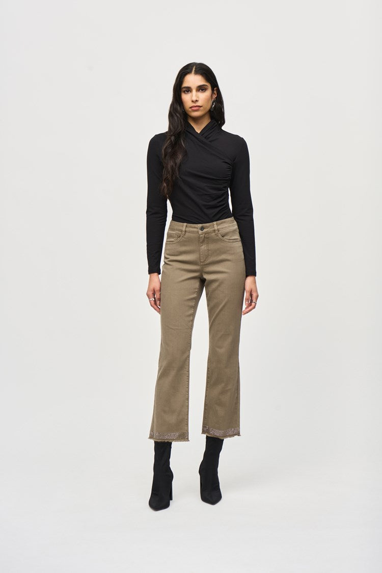 Joseph Ribkoff -Denim Straight Pants With Frayed Hem