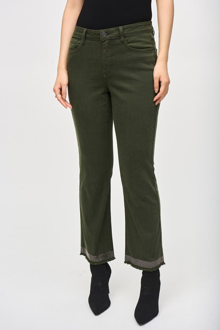 Joseph Ribkoff -Denim Straight Pants With Frayed Hem