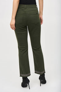 Joseph Ribkoff -Denim Straight Pants With Frayed Hem