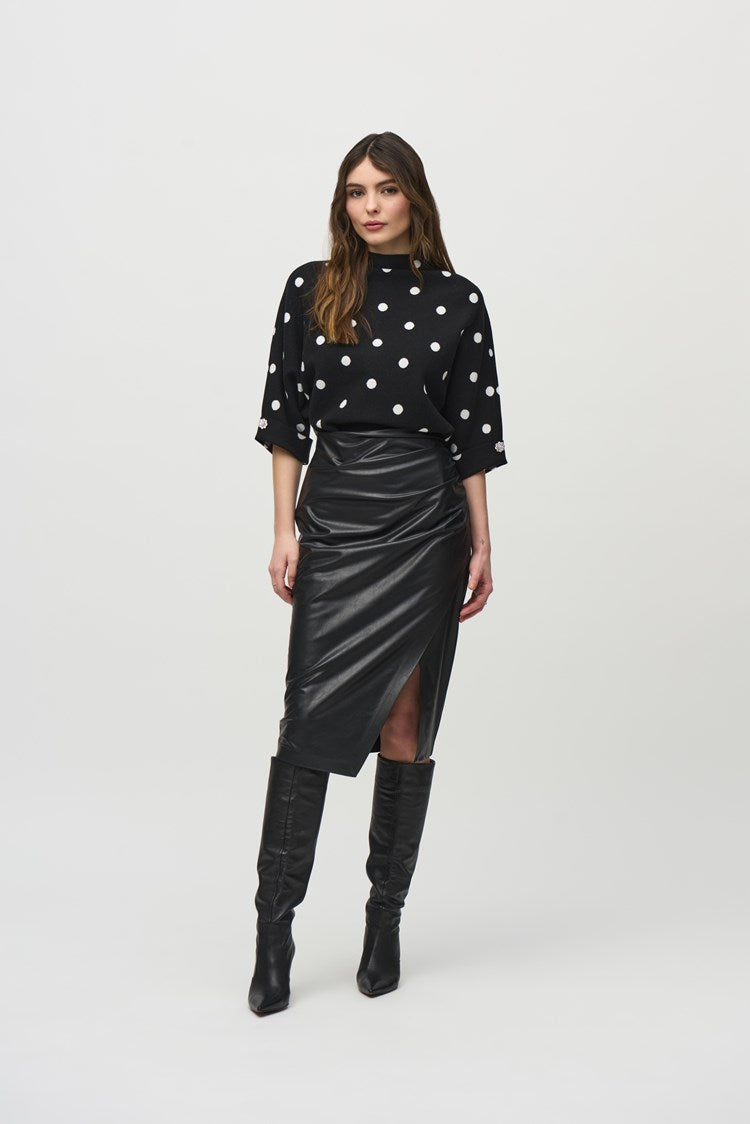 Joseph Ribkoff -Leatherette Pull-On Pencil Skirt