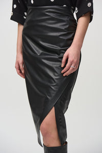 Joseph Ribkoff -Leatherette Pull-On Pencil Skirt