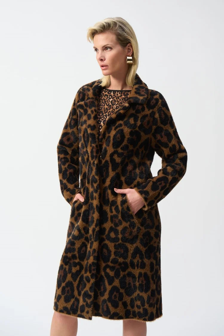 Joseph Ribkoff -Jacquard Sweater Animal Print Coat