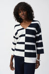 Joseph Ribkoff- Striped Sweater V- Neck Pullover