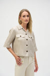 Joseph Ribkoff-Foiled Linen Blend Short Sleeve Boxy Jacket