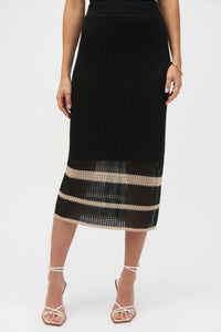 Joseph Ribkoff- Sweater Knit Open Stitch Stripe Skirt