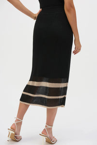 Joseph Ribkoff- Sweater Knit Open Stitch Stripe Skirt