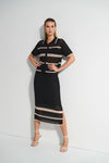 Joseph Ribkoff- Sweater Knit Open Stitch Stripe Skirt