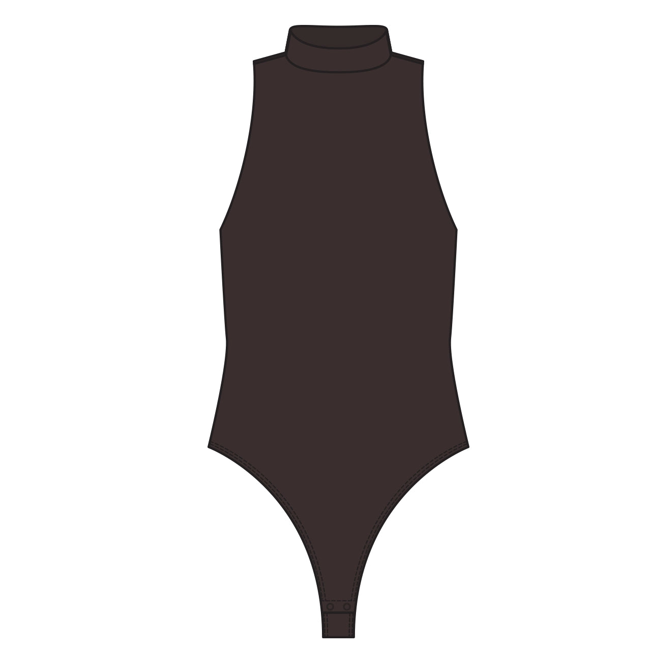BrickBlack - Sleeveless Mock-Neck Plain Cut-Out Bodysuit Top