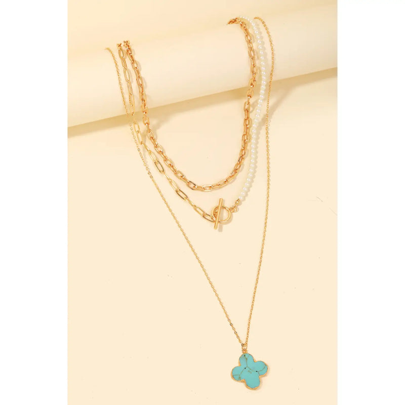 Clover Pendant Layered Necklace