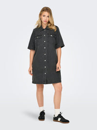 Only Belle Button Denim Shirt Dress