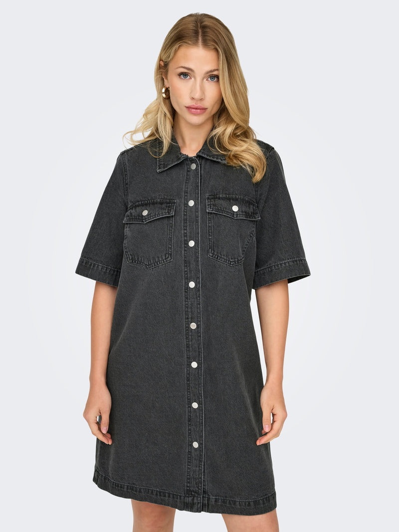 Only Belle Button Denim Shirt Dress