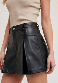 Larissa Pleated Faux Leather Skort