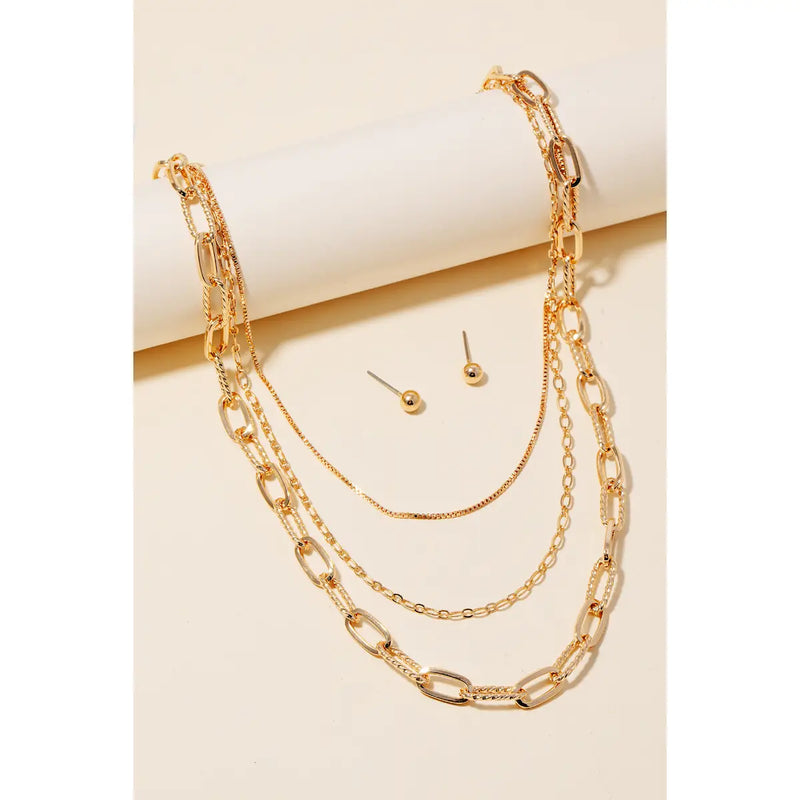 Mixed Layered Chains Necklace Set