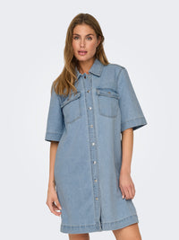 Only Belle Button Denim Shirt Dress