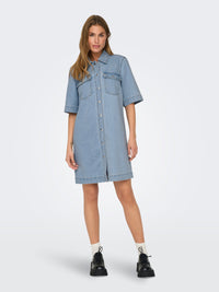 Only Belle Button Denim Shirt Dress