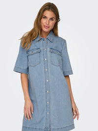 Only Belle Button Denim Shirt Dress