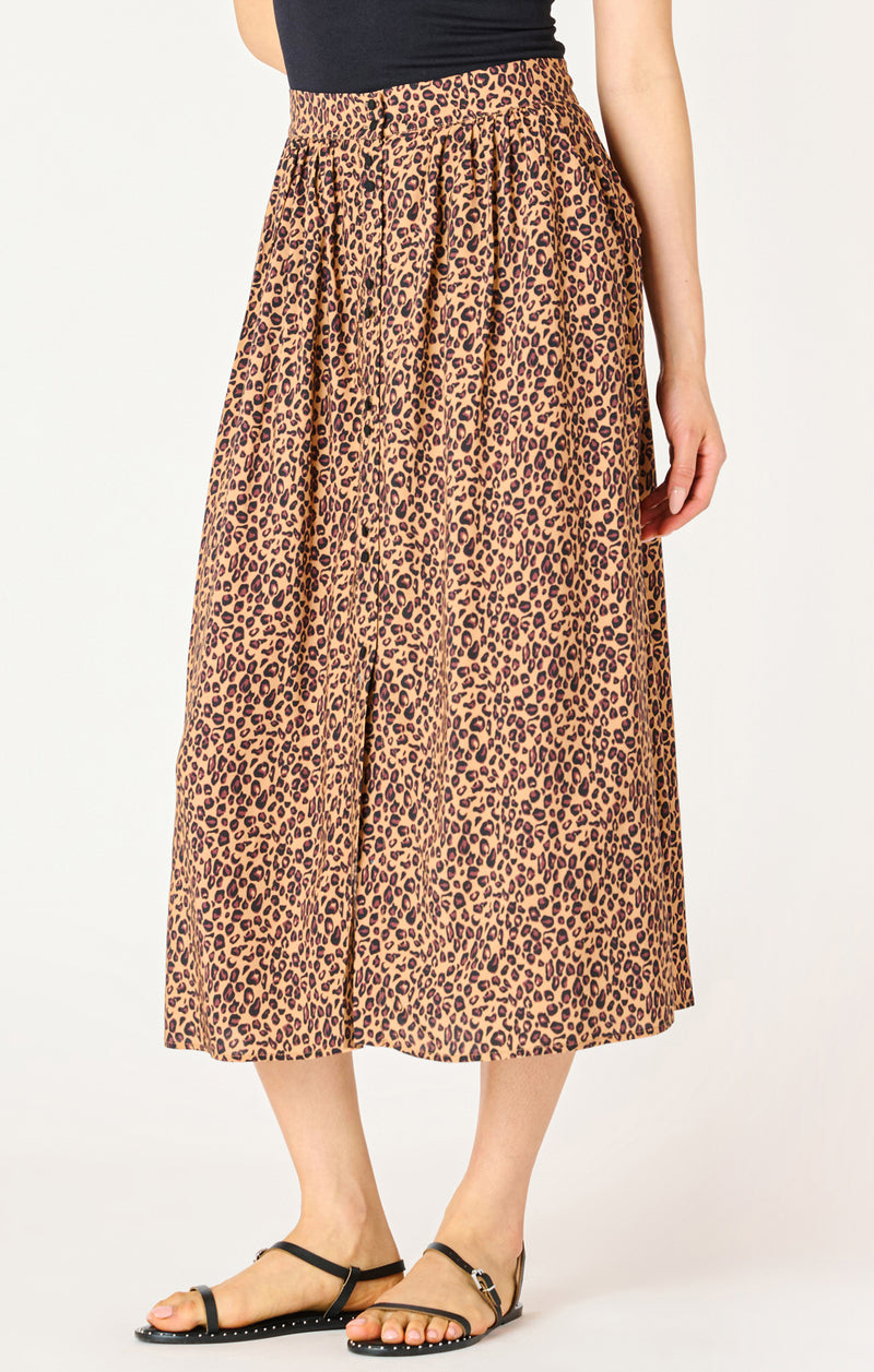 Dex- Button Front Midi Skirt