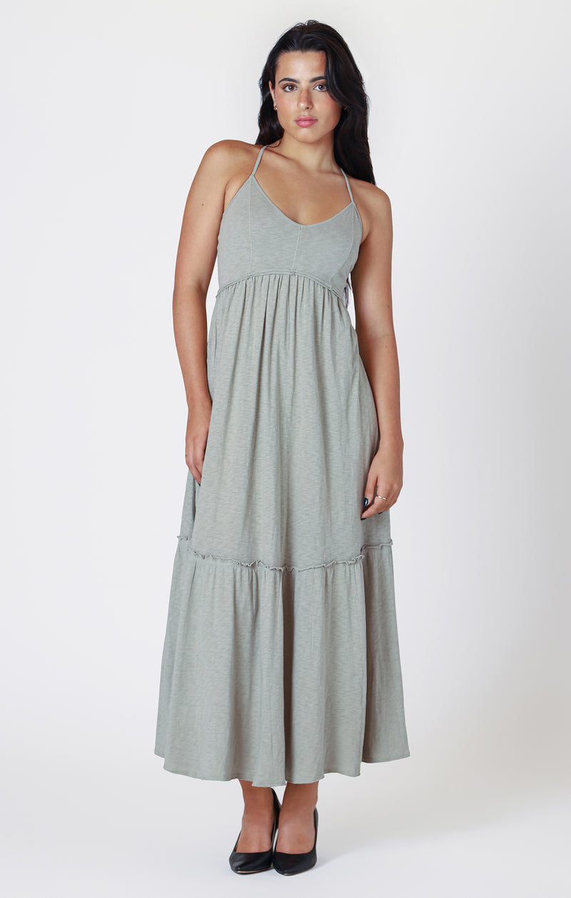 DEX- Raw Edge Tiered Maxi Dress