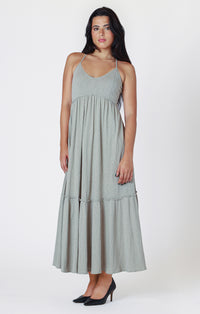 DEX- Raw Edge Tiered Maxi Dress