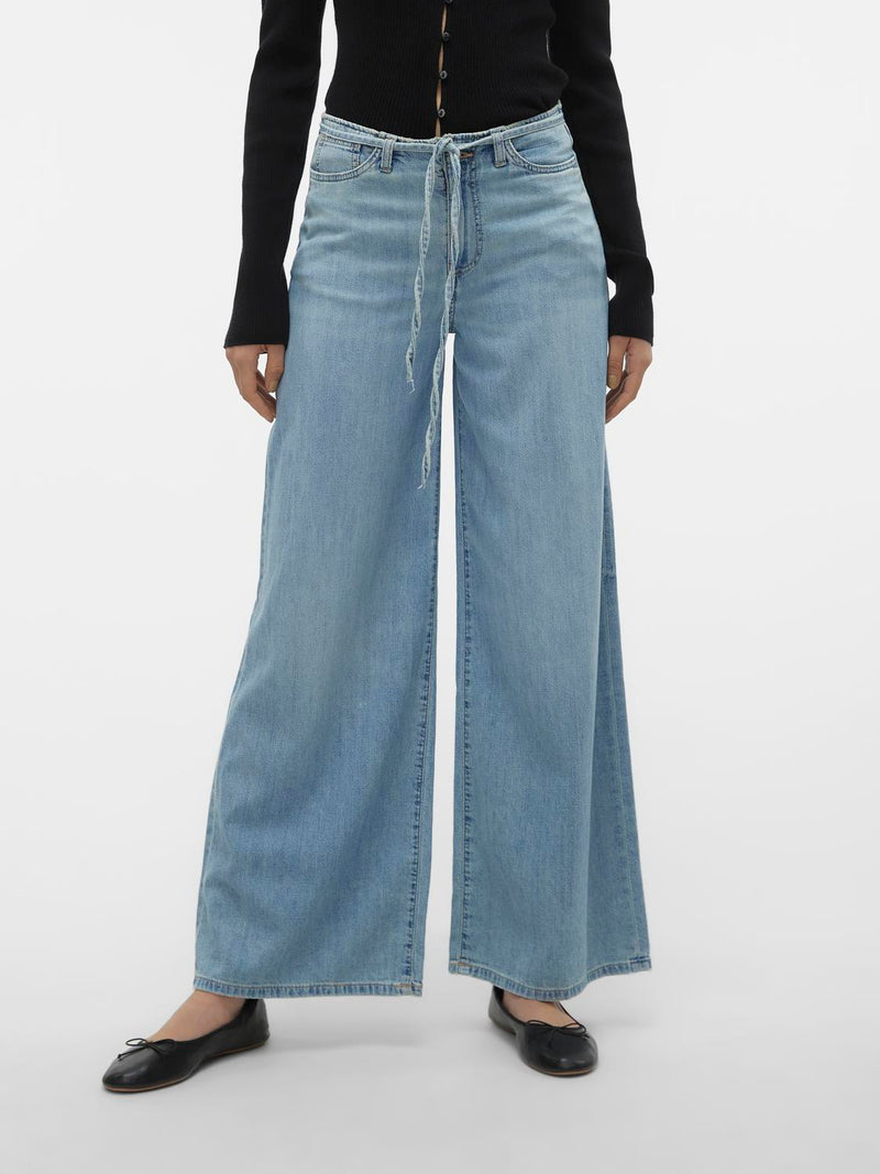 Vero Moda Annet Mid Rise Wide Leg Tie Jean