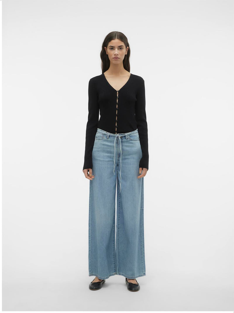 Vero Moda Annet Mid Rise Wide Leg Tie Jean